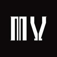 mv logotyp monogram med mitten skiva design mall vektor