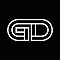 gd-Logo-Monogramm mit negativem Raum im Linienstil vektor