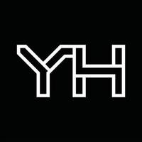 yh-logo-monogramm mit negativem raum im linienstil vektor