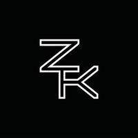 zk-Logo-Monogramm mit Linienstil-Designvorlage vektor