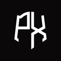 px logotyp monogram med skydda form band design mall vektor