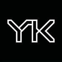 yk-Logo-Monogramm mit negativem Raum im Linienstil vektor