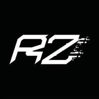 Designvorlage für rz-Logo-Monogramm mit abstrakter Geschwindigkeitstechnologie vektor