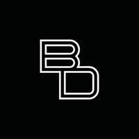 BD-Logo-Monogramm mit Linienstil-Designvorlage vektor