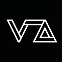 va-logo-monogramm mit negativem raum im linienstil vektor