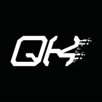 qk-Logo-Monogramm abstrakte Geschwindigkeitstechnologie-Designvorlage vektor