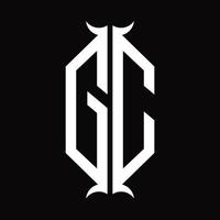 GC-Logo-Monogramm mit Hornform-Designvorlage vektor