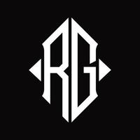 rg-Logo-Monogramm mit isolierter Designvorlage in Schildform vektor