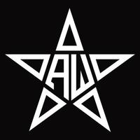 aw logotyp monogram med stjärna form design mall vektor