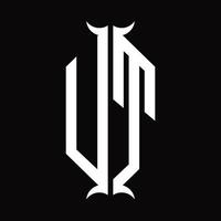 ut-Logo-Monogramm mit Hornform-Designvorlage vektor