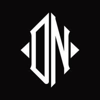 dn-Logo-Monogramm mit isolierter Designvorlage in Schildform vektor