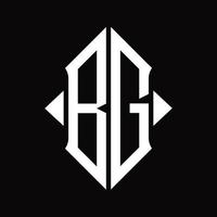 bg logotyp monogram med skydda form isolerat design mall vektor