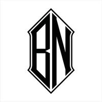 bn-Logo-Monogramm mit Schildform und Umriss-Design-Vorlage Vektorsymbol abstrakt vektor