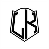 lk logotyp monogram med skydda form översikt design mall vektor