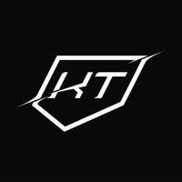 kt-Logo-Monogrammbuchstabe mit Schild- und Slice-Design vektor