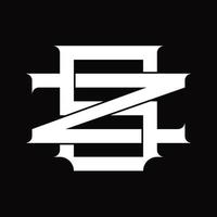 zs logotyp monogram med årgång överlappande länkad stil design mall vektor