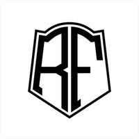 rf-Logo-Monogramm mit Schildform-Entwurfsvorlage vektor