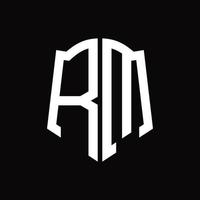 rm-Logo-Monogramm mit Band-Design-Vorlage in Schildform vektor