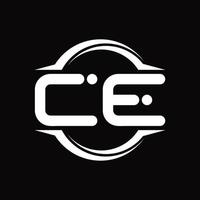 ce-logo-monogramm mit kreis abgerundeter scheibenform-designvorlage vektor