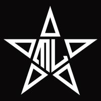 ml logotyp monogram med stjärna form design mall vektor