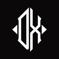 dx-Logo-Monogramm mit isolierter Designvorlage in Schildform vektor