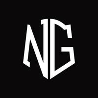 ng-Logo-Monogramm mit Band-Design-Vorlage in Schildform vektor