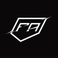 fa-logo-monogrammbuchstabe mit schild- und scheibenstildesign vektor