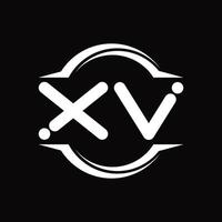 xv logotyp monogram med cirkel avrundad skiva form design mall vektor