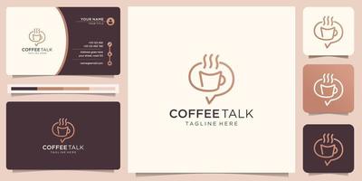 minimalistisches kaffee-logo mit chat-talk-design.kreative konzeptlinie kunststil kaffee-talk-inspiration vektor