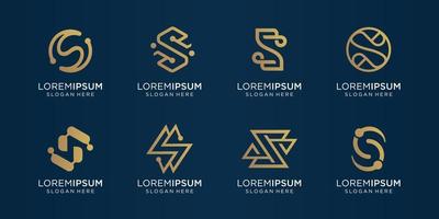 uppsättning av kreativ monogram brev s guld. logotyp mall.ikoner för företag, lyx, teknik, inspiration, illustration. premie vektor