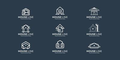 Sammlung Home Line Logo-Vorlage. kreatives konzept home line art style logo inspiration vektor