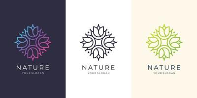 minimalistische moderne Blumenrose. luxus, natur, schönheitssalon, strichzeichnungen, mode, hautpflege, kosmetik, yoga und spa-produkte, logo-vorlagen .premium-vektor vektor