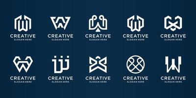 uppsättning av kreativ monogram w logotyp design vektor mall. enkel för ikon affärer, lyx, elegant. premie vektor