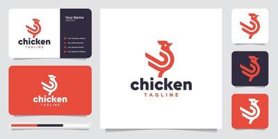 Hühnerhahn-Logo-Designkonzept mit Visitenkarte.Premium-Vektor vektor