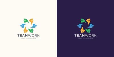 menschen mensch zusammen familie einheit logo symbol illustration. Teamarbeitsdesign, Logo der sozialen Gruppe. vektor