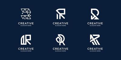 abstrakte Sammlungsinitialen r-Logoschablonenikonen für Geschäft der Technologie, Mode, Identität. vektor