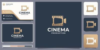 filmstreifen mit buch für filmszenario-logodesign und visitenkartenvorlage. Premium-Vektor vektor