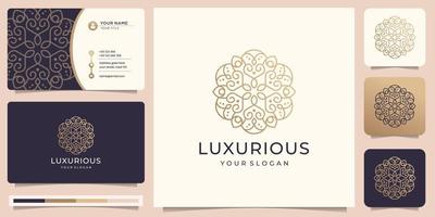 luxus-ornament-logo-design mit kreativer linienkunst abstraktes konzept in kreisförmiger form inspiration. vektor