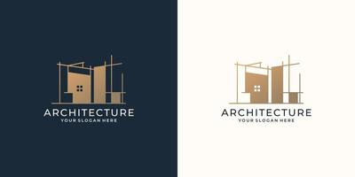 arkitektur logotyp design mall. minimalistisk renovering hus konstruktion för företag företag. vektor