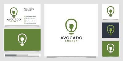 Avocado-Idee, Energie, Ökologie. Logo-Vektor und Visitenkartenvorlage.Premium-Vektor vektor