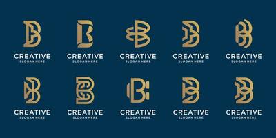 satz des goldenen logos anfangsbuchstabe b design.icon für das geschäft des unternehmens, technologie, digital, elegant. vektor