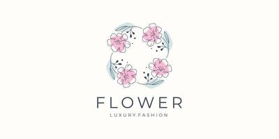 Blumen-Logo-Design-Inspiration für Ihr Geschäft mit Luxus, Boutique, Salon und Spa, feminines Design. vektor