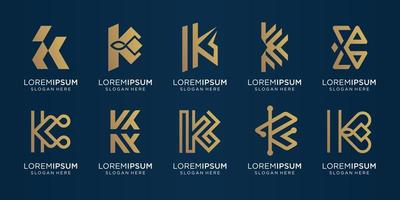 satz kreativer monogrammbuchstabe k gold. logo template.icons für Business, Luxus, Technologie, Inspiration, Illustration. Premium-Vektor vektor