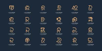 uppsättning monogram första r logotyp inspiration.guld Färg design, samling av brev r design företags. vektor