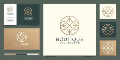 boutique minimalistisk enkel och elegant blommig monogram mall, elegant linje konst logotyp design, affärer kort vektor illustration.premium vektor