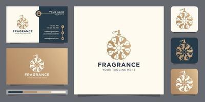 kreativ parfym logotyp mall med företag kort design inspiration. vektor