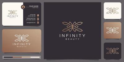 kreativ von Infinity Beauty Logo Design mit abstraktem linearem Design, ausgewogener Form, Linienkunststil. vektor