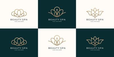 eine reihe von femininen schönheits- und spa-logo-kollektionen. luxus modisches design, abstrakt, minimalistisch. vektor