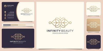 minimalistisches Infinity-Schönheitslogo. luxuslinie art beauty style, feminines salonlogo. Premium-Vektor vektor