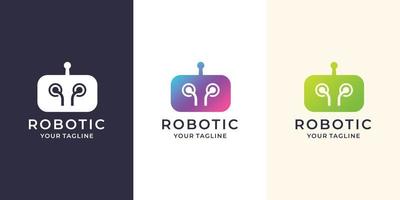 Roboter-Logo-Design im modernen Stil.Premium-Vektor vektor